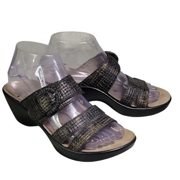 Abeo Biosystem Dorin Leather Dark Brown Shimmer Sandals Womens Size 7 - Picture 1 of 11